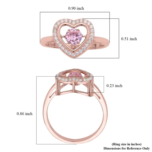 Pink Tanzanite ✦ Heart‑Shaped Dancing Ring ✦ Sterling Silver 14K Rose Gold Sz 7 - Picture 7 of 10